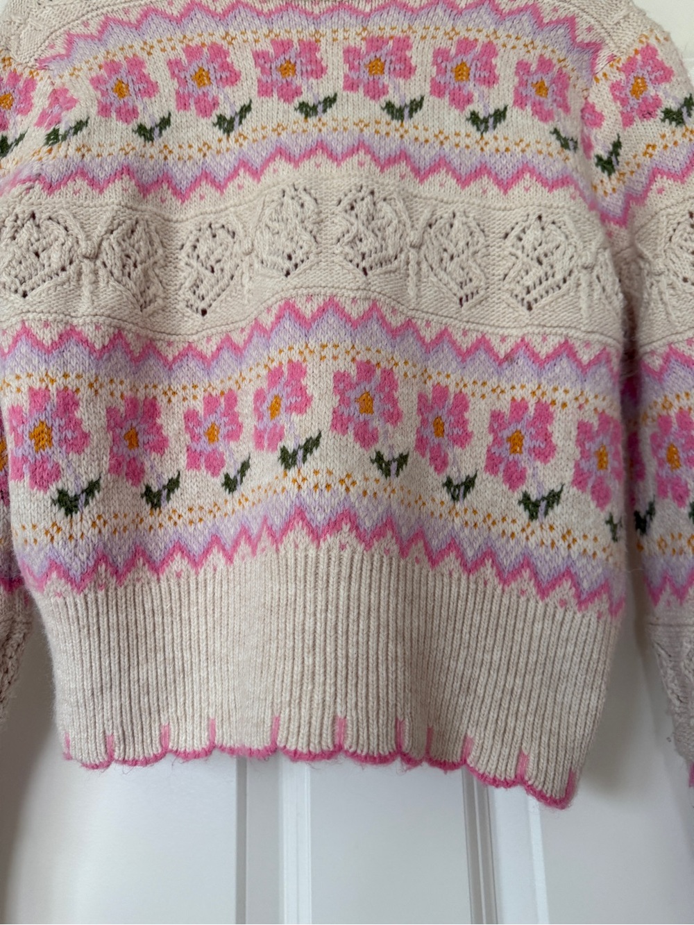 Zara blogger’s fave pastel Floral jacquard knit Fair Isle V-Neck Button Cardigan - Picture 9 of 13